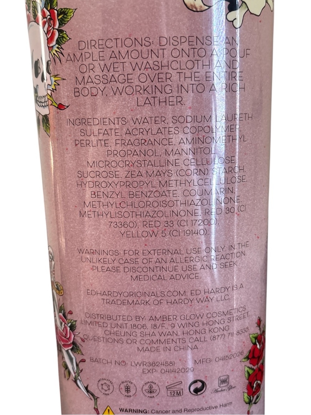 Ed Hardy Ink & Roses Exfoliating Body Wash Black Rose & Vanilla Scent New Bottle - Picture 3 of 3